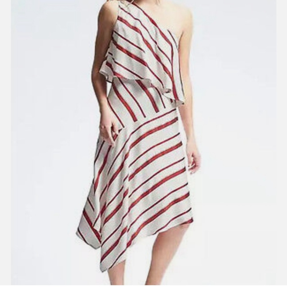 Banana Republic Asymmetrical Red and White Dress Sz 6